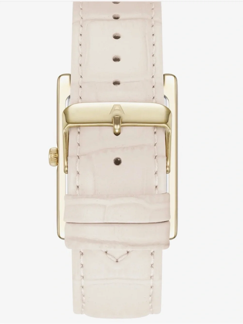 Armitron Gold-Tone Rectangular Watch with Cream Strap